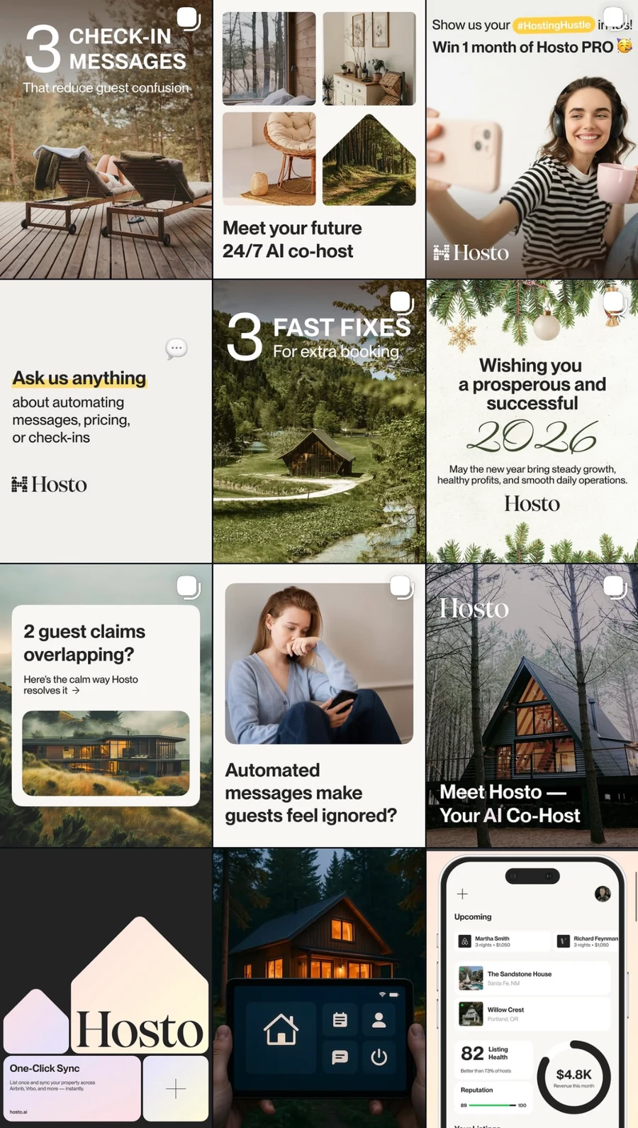 An anonymised Instagram grid from a hospitality technology client