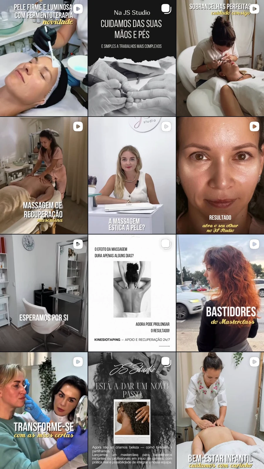 An anonymised Instagram grid from a beauty and wellness client
